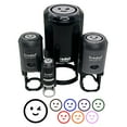 thumbnail image 1 of Winking Smiling Face Emoticon Self-Inking Rubber Stamp Ink Stamper - Sky Blue Ink - Medium 1 Inch, 1 of 7