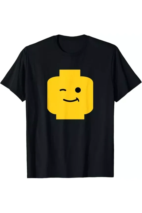 Winking Winky Face Minifig Brick Toy T-Shirt S-5XL Birthday Gifts; For Men & Women