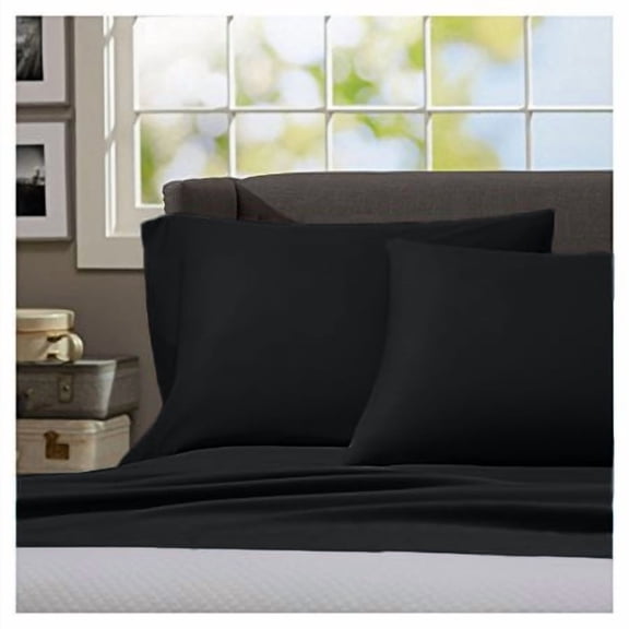 Home Sweet Home Dream Regency Home Cotton Linen Sateen Traditional 4-Piece 1000 Thread Count Black Solid Cotton Linen Sateen Sheet Set, Full – Wrinkle Resistant, Deep Pocket