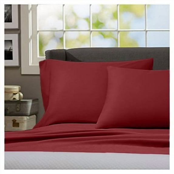 Home Sweet Home Dream Regency Home Cotton Linen Sateen Traditional 3-Piece 1000 Thread Count Burgundy Solid Cotton Linen Sateen Sheet Set, Twin – Wrinkle Resistant, Deep Pocket