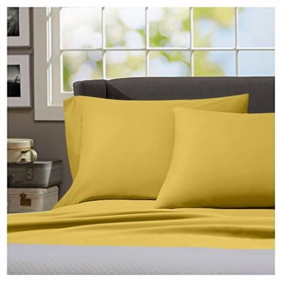 Home Sweet Home Dream Regency Home Cotton Linen Sateen Traditional 3-Piece 1000 Thread Count Gold Solid Cotton Linen Sateen Sheet Set, Twin – Wrinkle Resistant, Deep Pocket