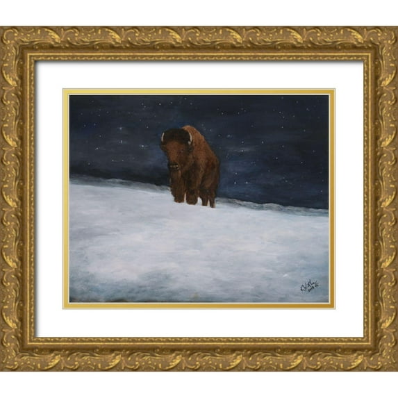 Winkler, Kathy 14x12 Gold Ornate Wood Framed with Double Matting Museum Art Print Titled - Journey Through the Snow II