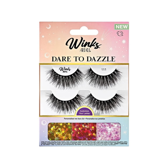 Winks Dare To Dazzle Long False Eyelashes Kit with DUO Adhesive Pipette, Black, 1 Count