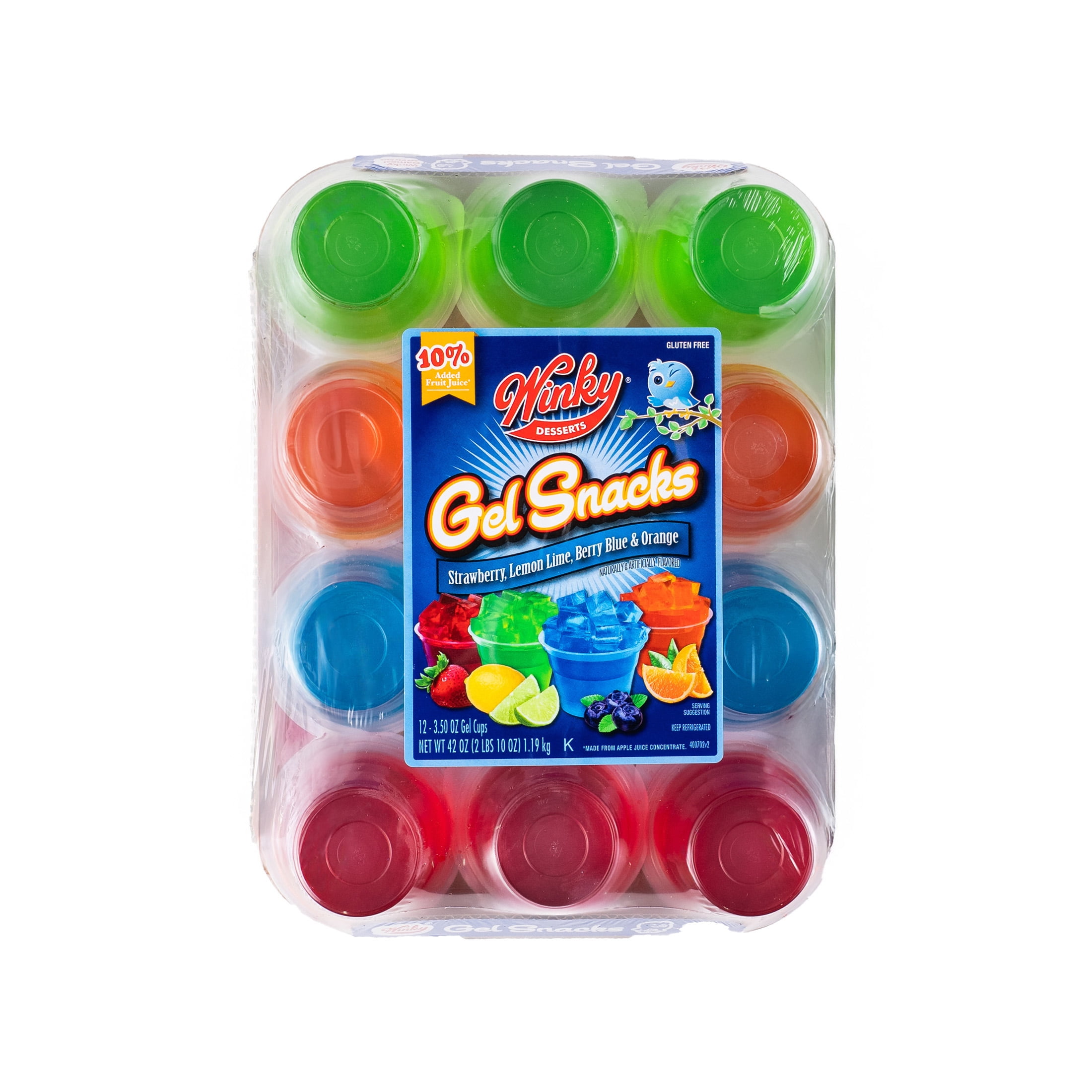 Winky Brand Individual Dessert Gelatin, Refrigerator Ready, 12