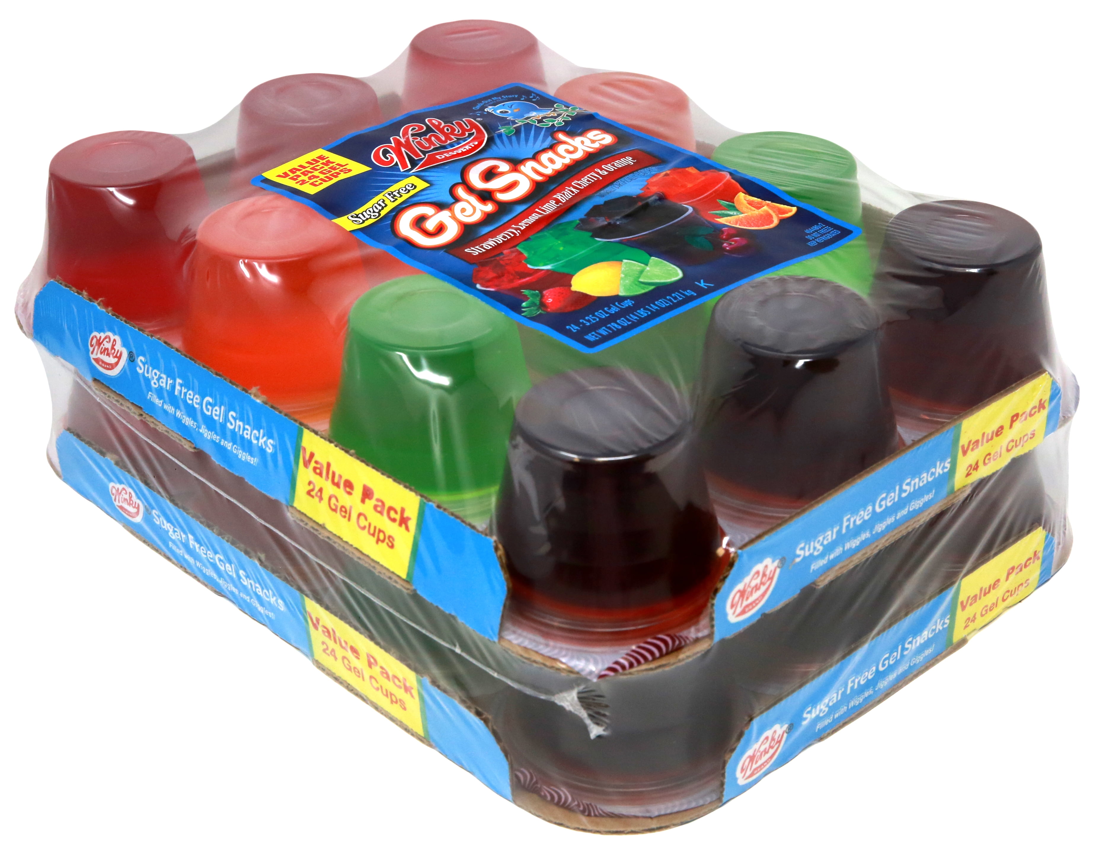 Winky Brand Sugar Free Gelatin, 24 Count Plastic Cups, Refrigerated, 1