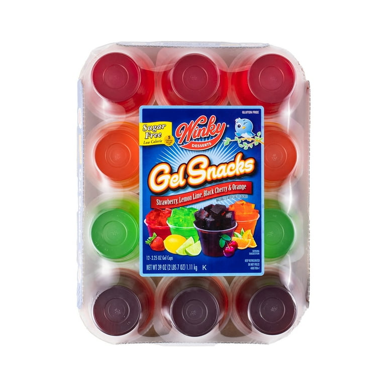 Winky Brand Sugar Free Cherry Gelatin Dessert, 3.25 oz, 12 Count
