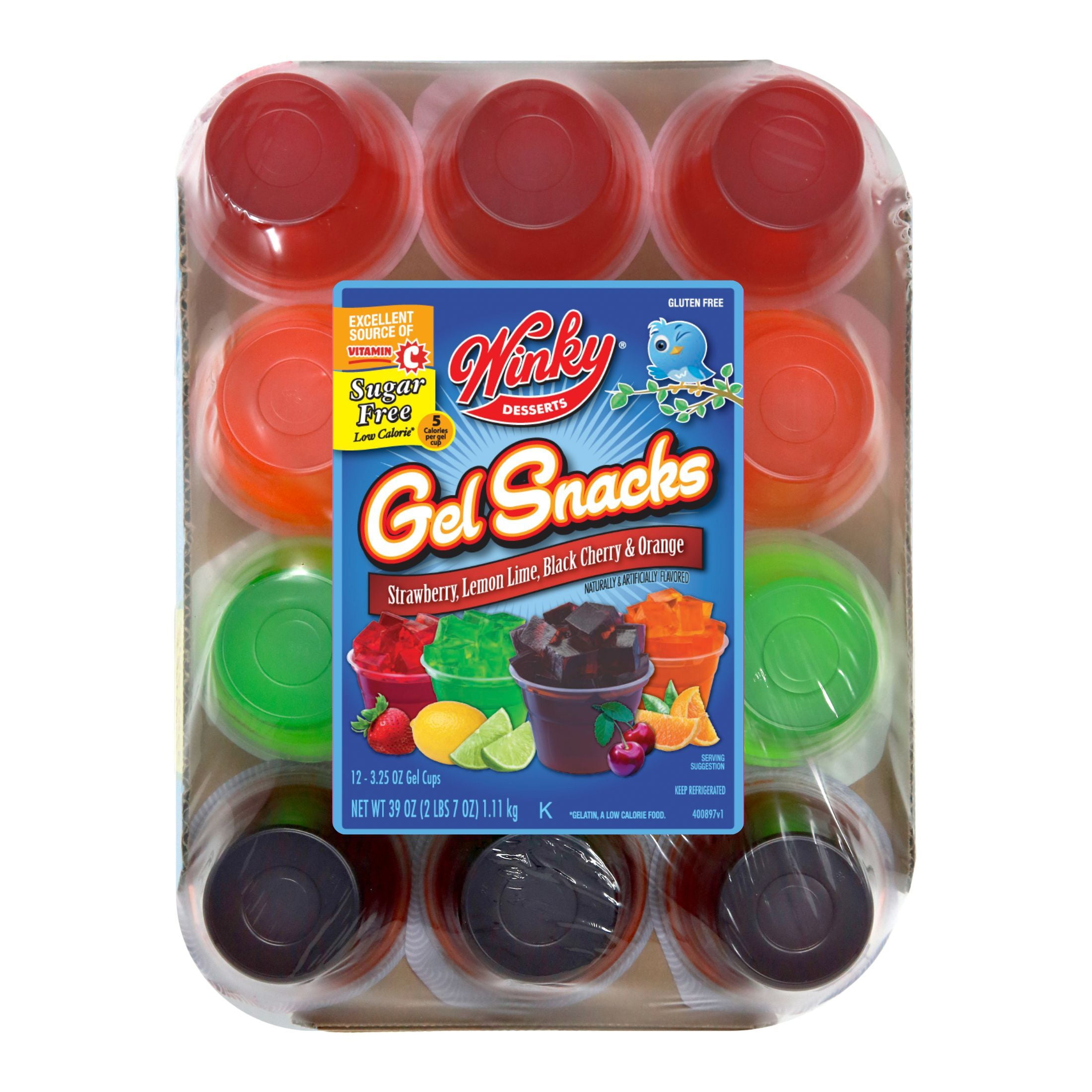 Winky Brand Sugar Free Gelatin, Strawberry, Lemon-Lime, Orange