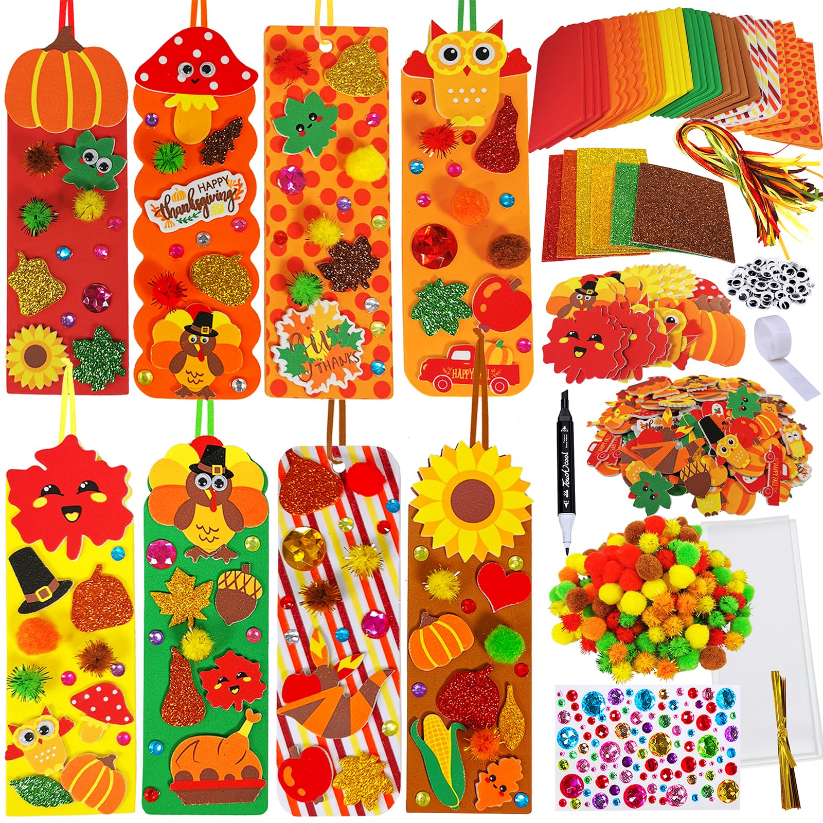 Fall Huddle Kit Winlyn 32 Sets Fall Crafts Kits DIY Fall Bookmarks Decorations Art Sets ...