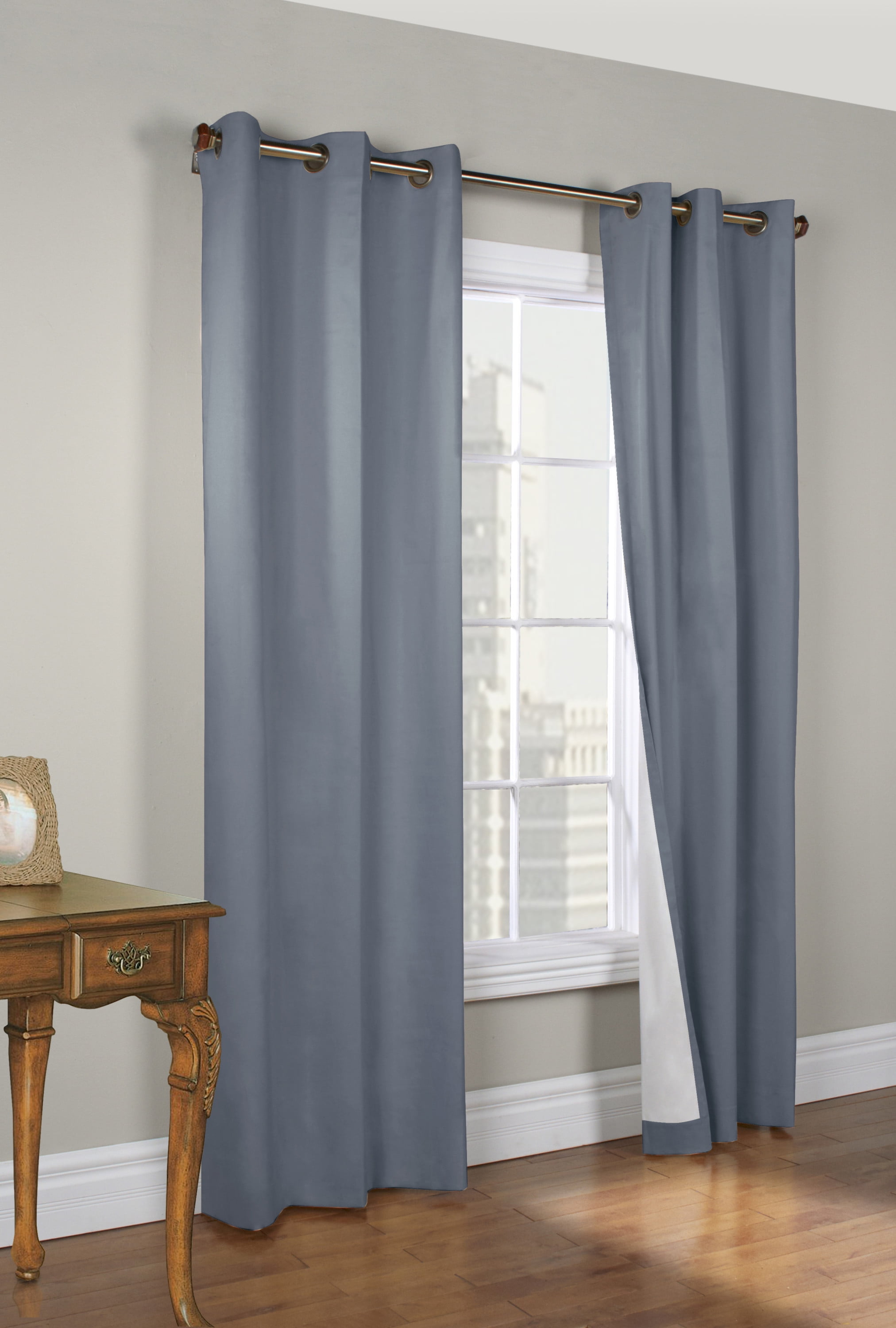 Winmate Insulated Cotton Grommet Curtain Panel - Pair each 40" x 72" in Blue