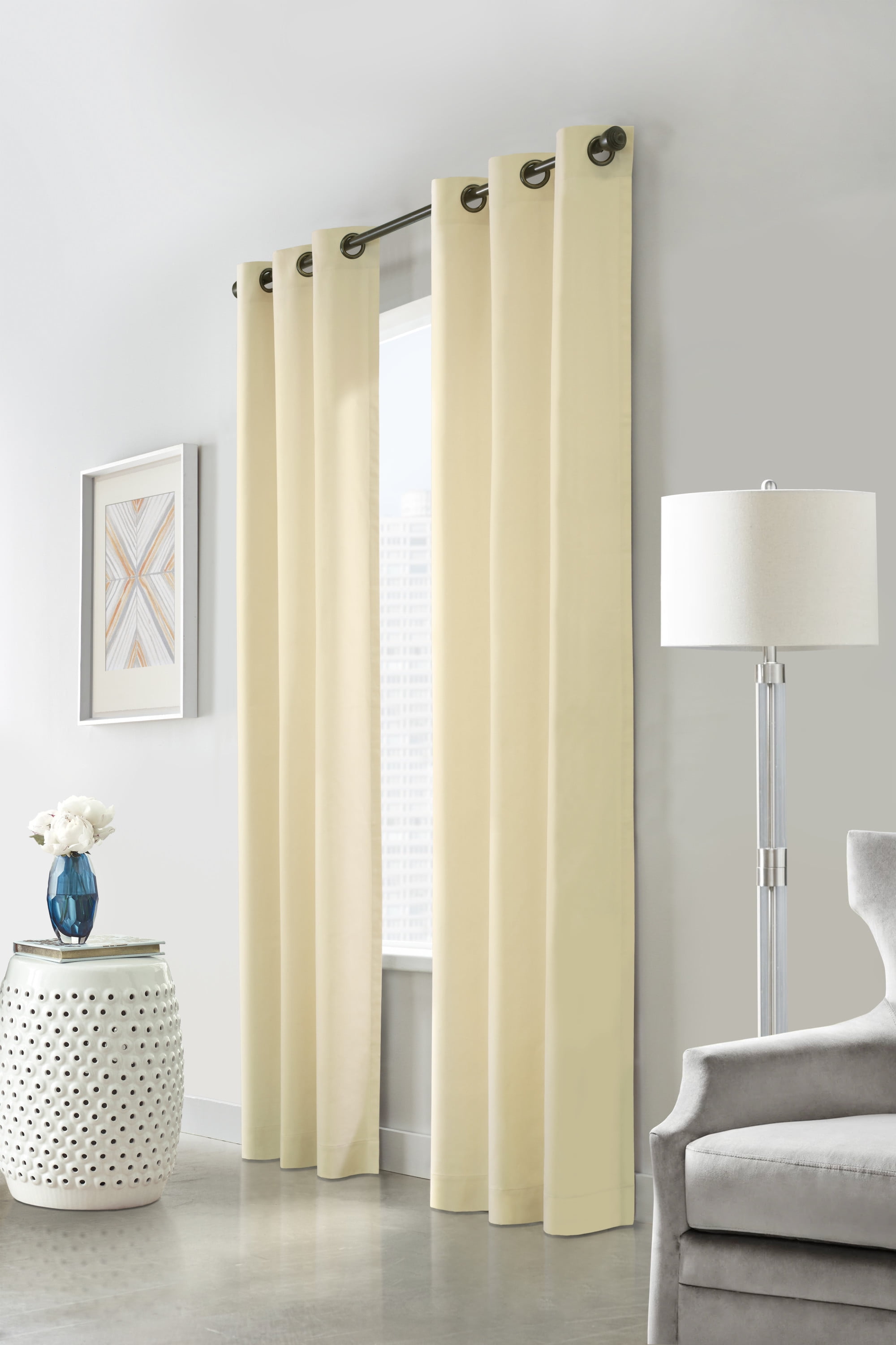 Winmate Insulated Cotton Grommet Curtain Panel - Pair each 40" x 84" in Natural