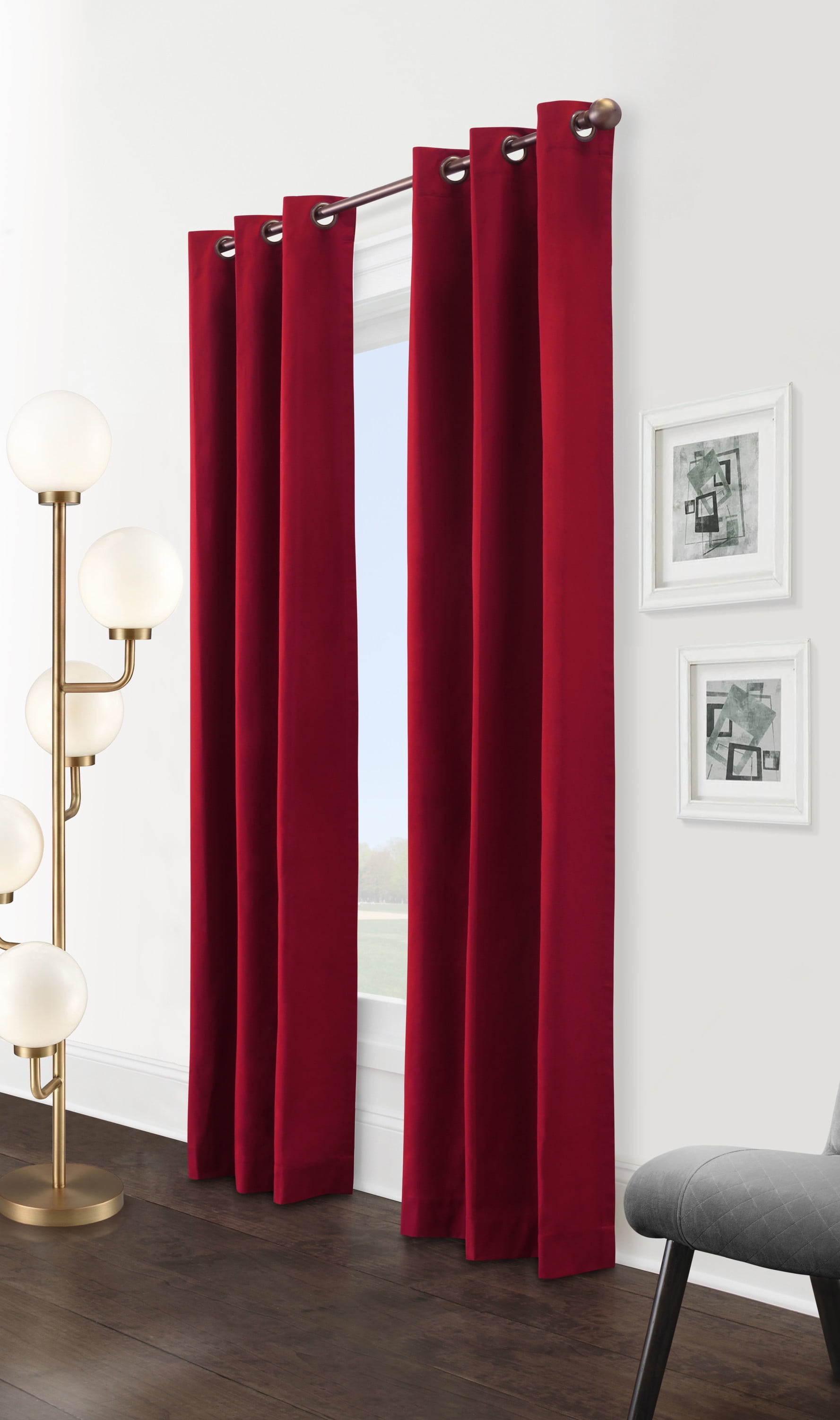 Winmate Insulated Cotton Grommet Curtain Panel - Pair each 40" x 95" in Burgundy