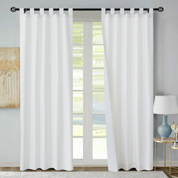Winmate Insulated Cotton Tab Top Curtain Panel - Pair each 40" x 63" in White