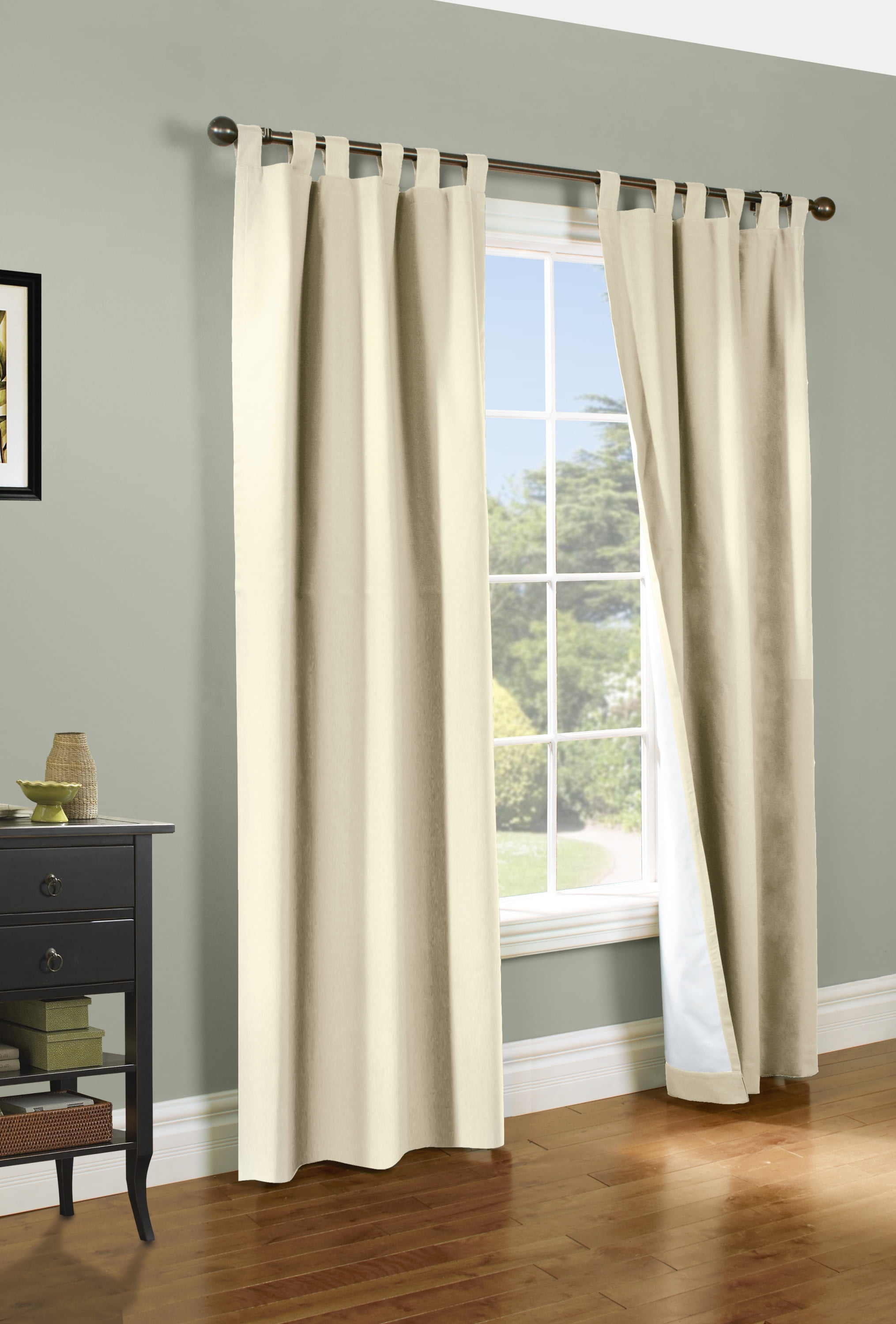 Winmate Insulated Cotton Tab Top Curtain Panel - Pair each 40" x 72" in Natural