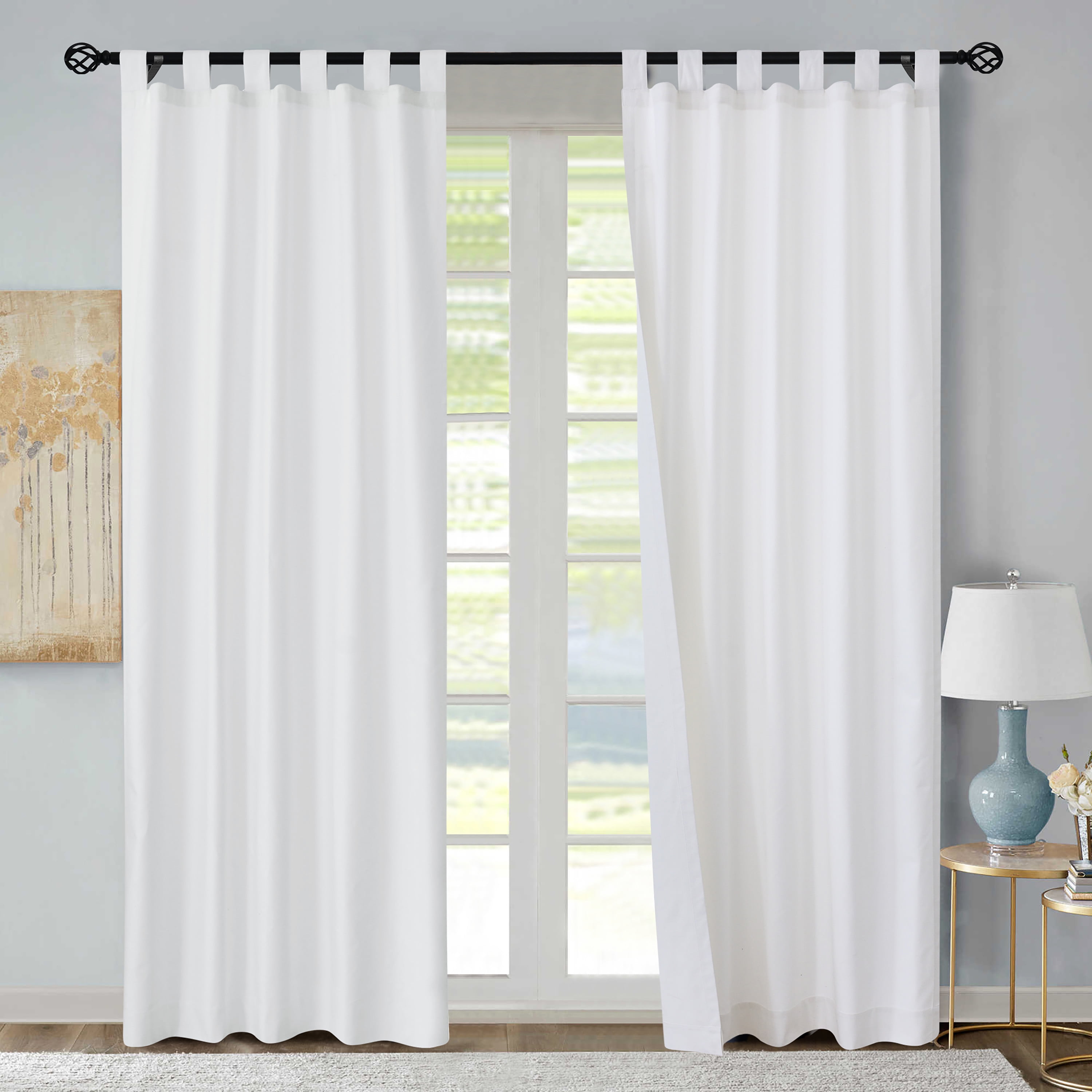 Winmate Insulated Cotton Tab Top Curtain Panel - Pair each 40" x 72" in White