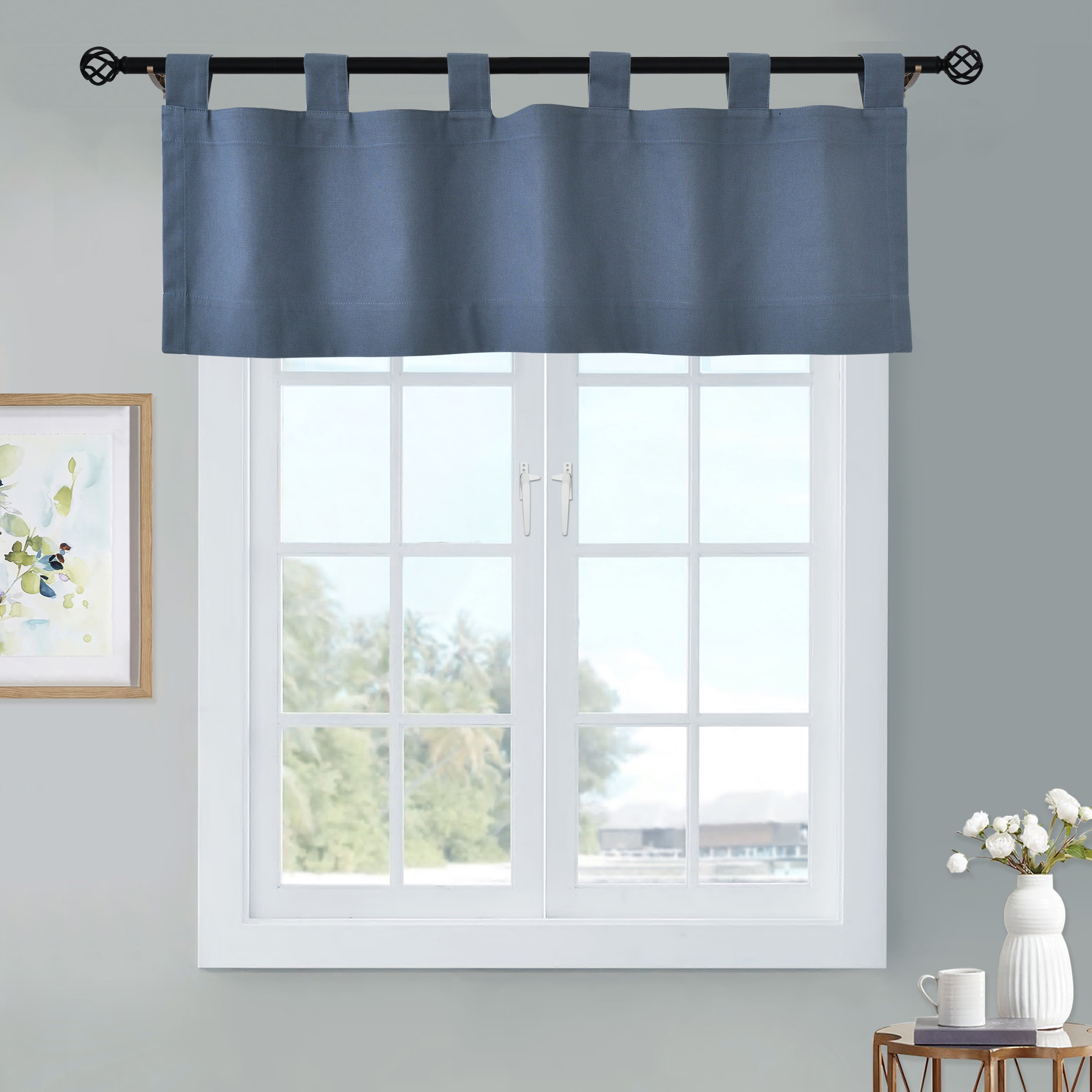 Winmate Insulated Cotton Tab Top Valance 40" x 15" in Blue