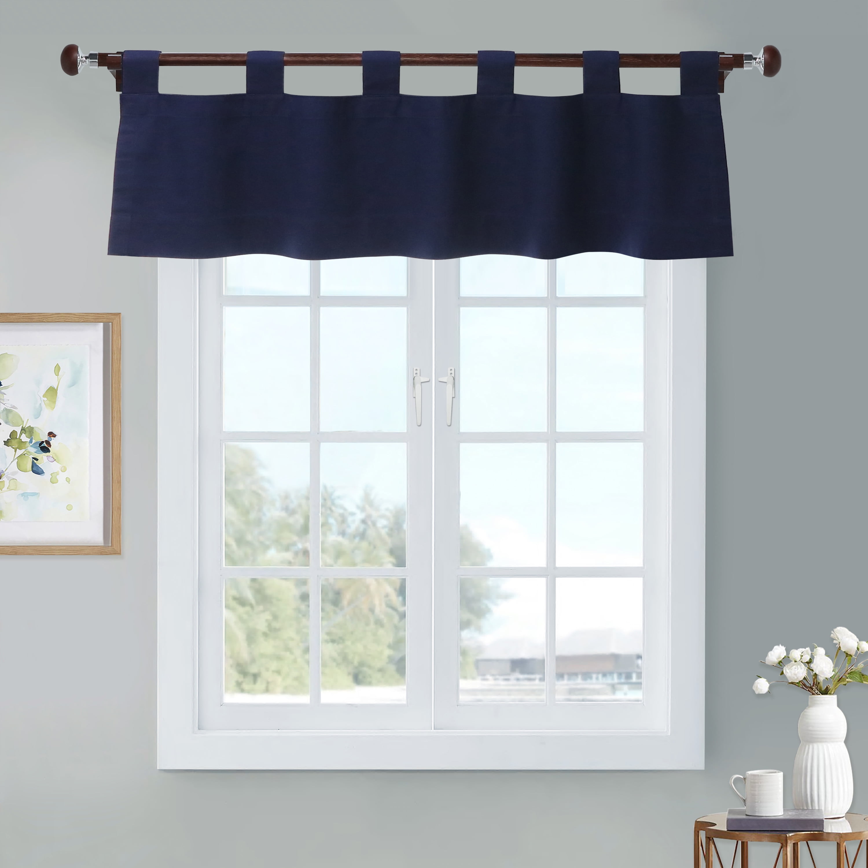 Navy Cotton Room Darkening Tab Top Valance 40" x 15"