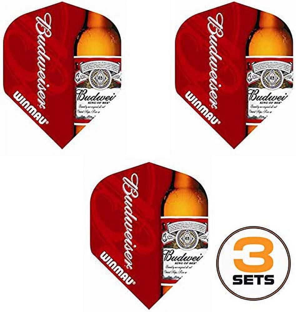 Winmau Mega Red Budweiser Dart Flights, King of Beers 75 Micron Strong