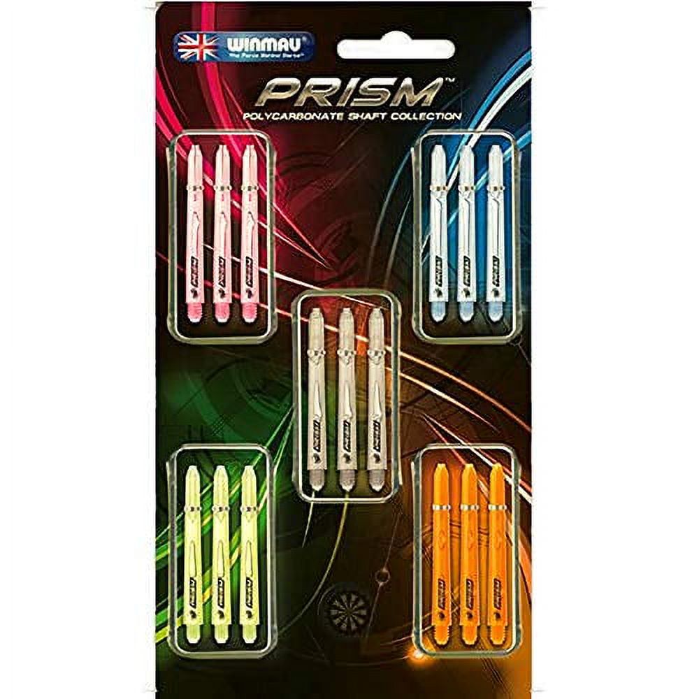 Winmau Prism Dart Shafts, Grip Zone Stems, Medium 48mm, Neon Mixed