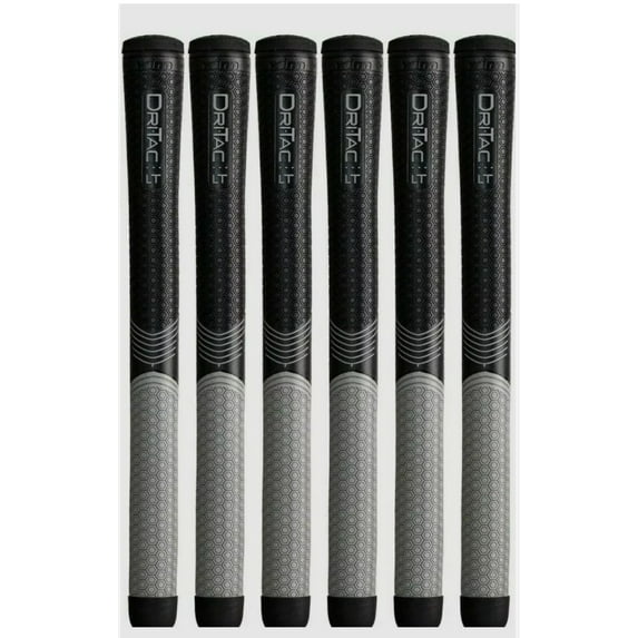Winn 6LTDT DRI-TAC LT Black / Gray Midsize (+1/16) Golf Grips - Set of 6 - New