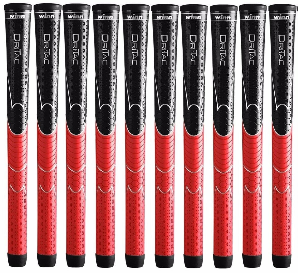 Winn DRITAC AVS Standard Golf Grip Set - Black/Red - Set of 10