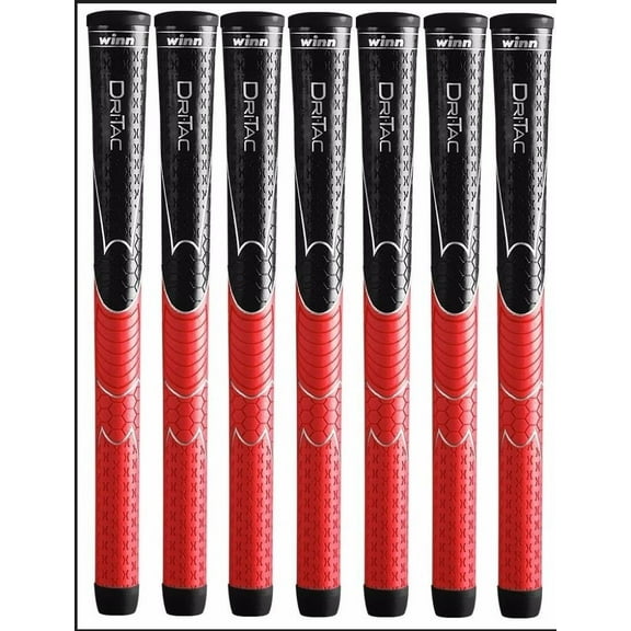 Winn DRITAC AVS Standard Golf Grip Set of 7 - Black/Red - Comfortable Grip