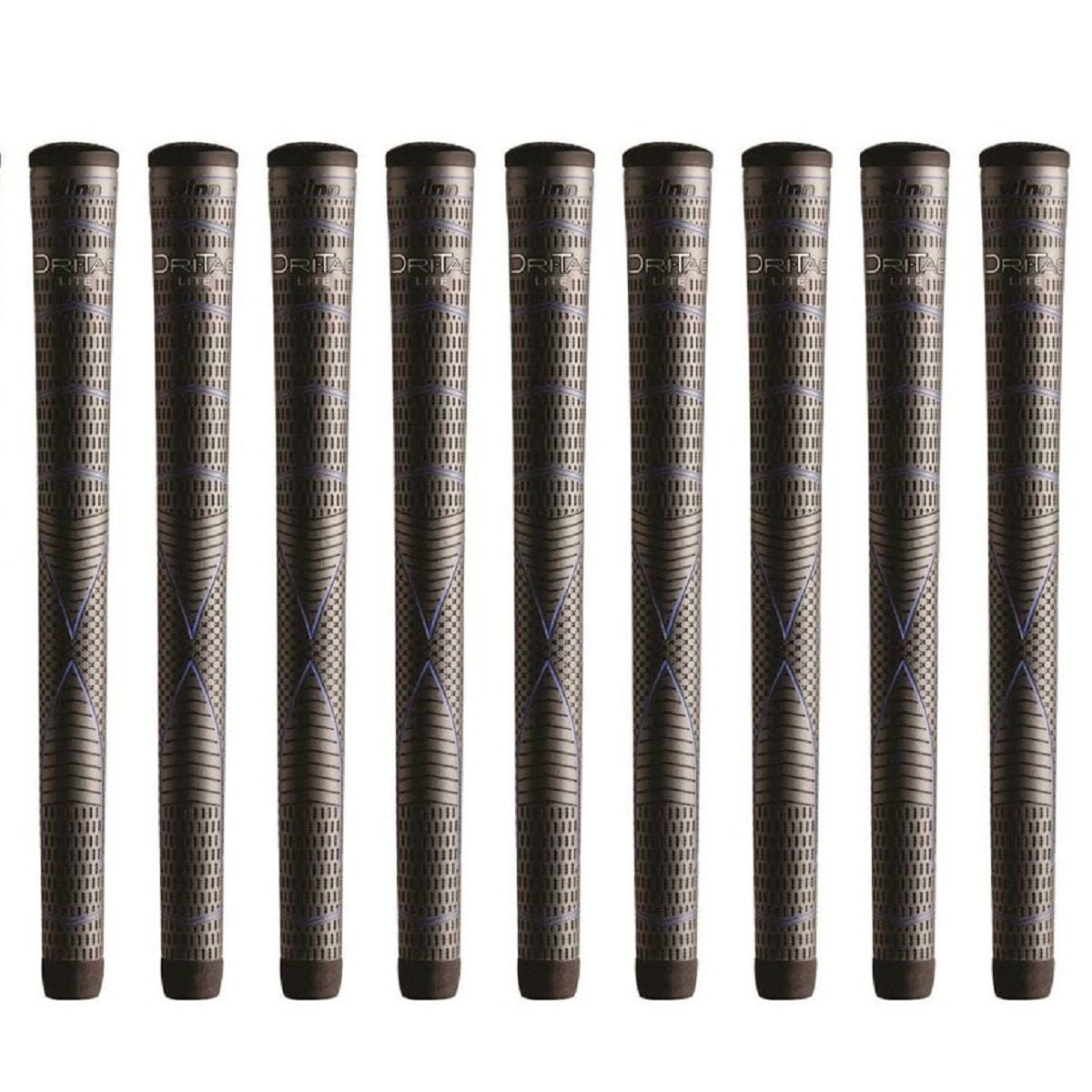 Winn DriTac Lite Midsize (+1/16") Dark Gray - 9 Piece Golf Grip Bundle