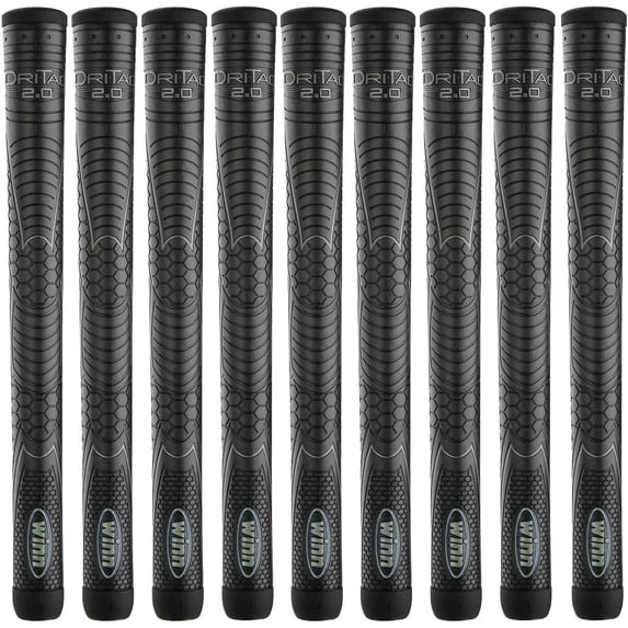 Winn Grips 72DT-JBK Dri-Tac 2.0 series Advance Polymer Technology, 9 Piece Golf Grip Bundle-Oversize (+1/18")