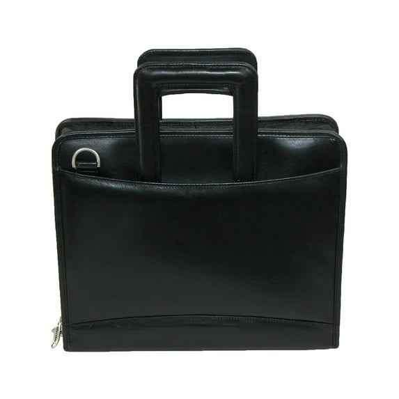 Winn International Leather 3 Ring Binder Portfolio with Shoulder Strap