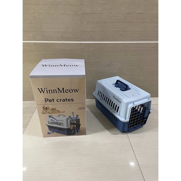 WinnMeow Pet crates,2-Door Top-Load Hard-Sided Dogs, Cats Pet Travel Carrier, Blue, 28"L x 21.5"W x 22.5"H