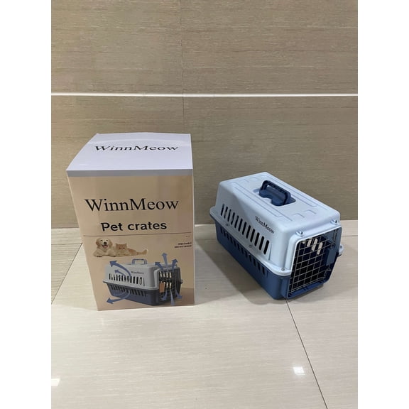 WinnMeow Pet crates,2-Door Top-Load Hard-Sided Dogs, Cats Pet Travel Carrier, Blue, 28"L x 21.5"W x 22.5"H