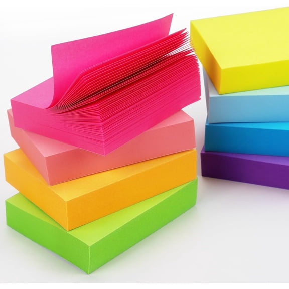 Winner Aura Sticky Notes 1.5x2 inch Bright Colors Self-Stick Pads 8 Pads/Pack 100 Sheets/Pad Total 800 Sheets