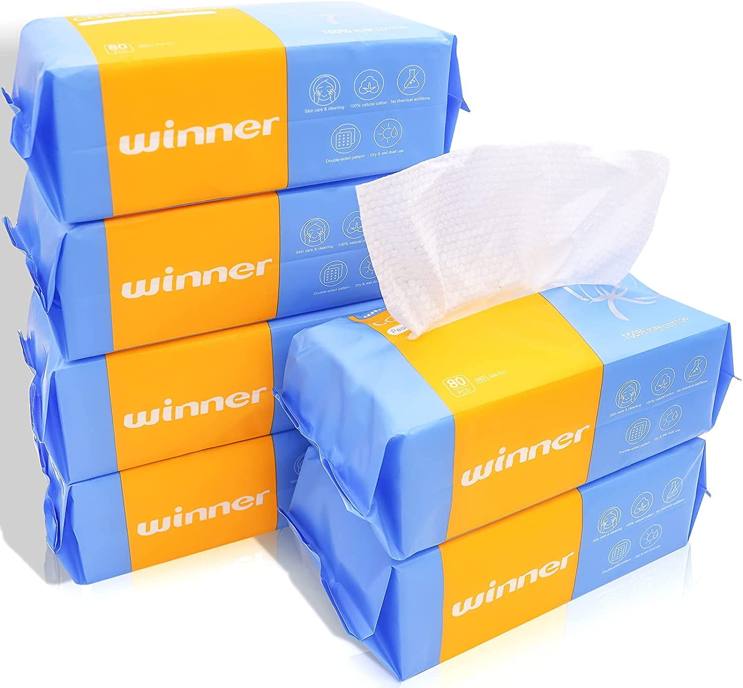 Winner Cotton Tissues Facial Towels ,Double Sided Texture 100 Cotton