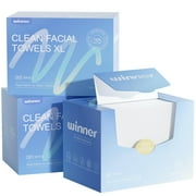 Winner Face Towels, 100% Cotton Disposable Face Towel, Clean Face Towelettes XL, Odor-Free, Ultra Soft Makeup Remover Wipes for Sensitive Skin, Biodegradable, 165 Count, 3 Pack