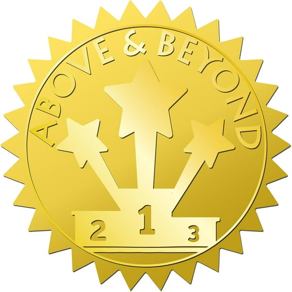 Winner Trophy 408Pcs Gold Foil Embossed Stickers Star 2" Self Adhesive Envelopes Seals Sticker Round Labels for Medal Invitation Graduation Corporate Certificates Diplomas Gift Wrapping Decor