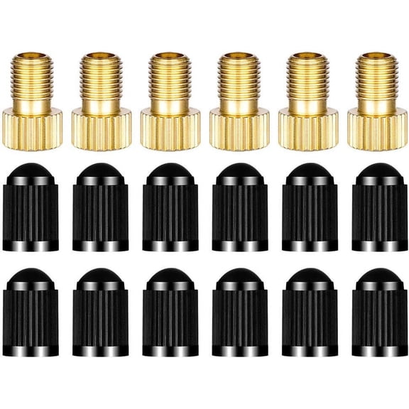 WinnerAIde Bike Valve Adaptor - 6pcs Presta to Schrader Converters with 12 Tire Caps