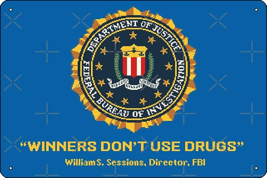 Winners Dont Use Drugs Photographic Print 8 x 12 Inch Funny Metal Tin Sign Game Room Man Cave