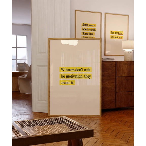 Winners Dont Wait Motivational Wall Art Poster Bold Typography Decor, Unframed Poster