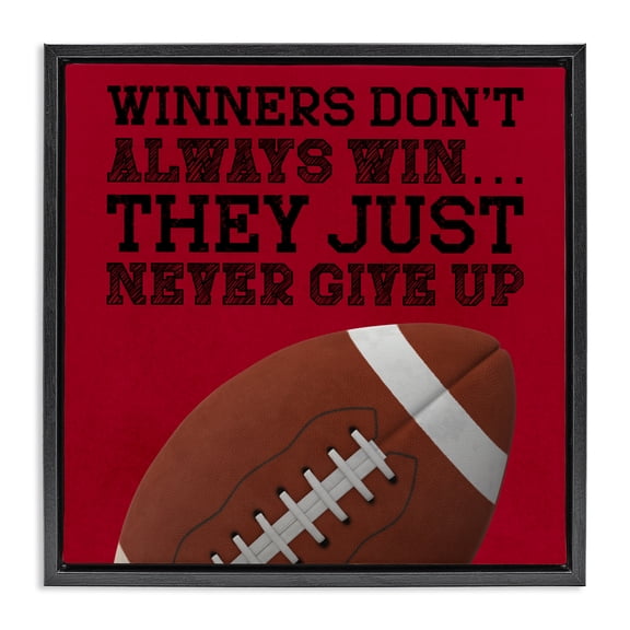 Winners Never Give Up Black Framed Floater Canvas Wall Art, design by Marcus Prime