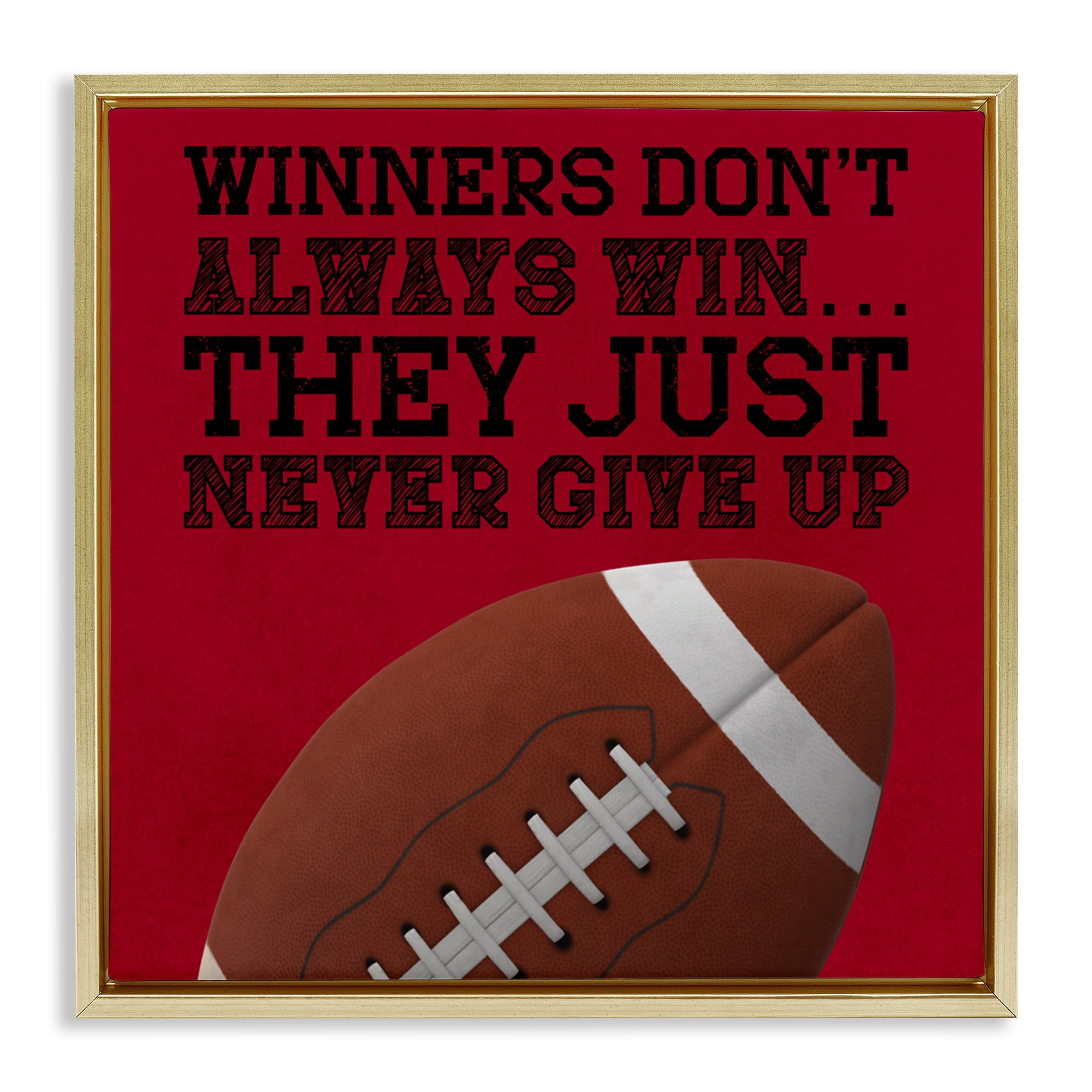 Winners Never Give Up Gold Framed Floater Canvas Wall Art, design by Marcus Prime
