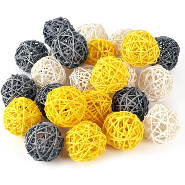 Winnerw 24PCS Yellow Decorative Balls for Bowl Centerpiece, 2 Inch