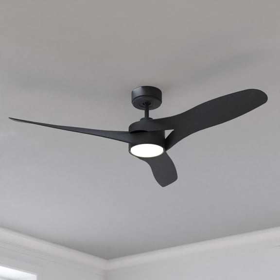 Winnetka 52 in. Black Black Blades, Contemporary Ceiling Fan with Integrated LED Light Kit Included Remote Control
