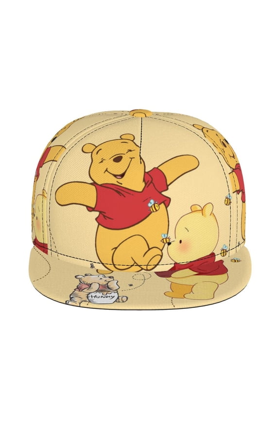 Winnie Bear Poo-h Unisex Flat Brim Cap Adjustable Fitted Hat Baseball Cap for Men Women