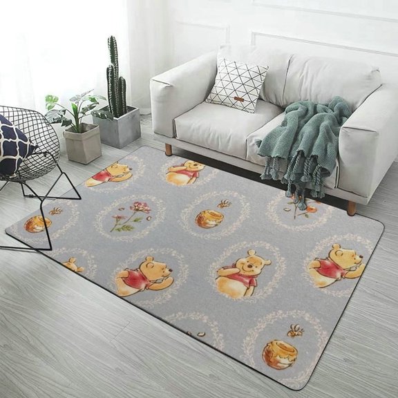Winnie Carpet for Living Room Fashion Pattern Coral Velvet Floor Mat Non-Slip Soft Yoga Area Rugs 40x60inch