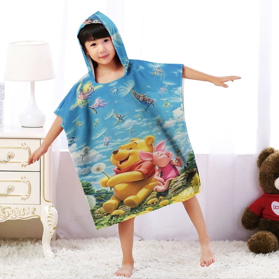 Winnie Hooded Poncho Towels, Soft & Absorbent Microfiber Beach Towel, Swimming Pool Changing Robe Bathrobe Bath Towel