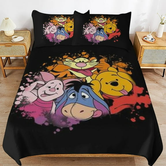 Winnie The Pooh 3-Piece All Season Bedding Set, Comforter Set with Pillow Shams for Bedroom & Dorm Decor, Ideal Gifts for Women Men Teens Friends Family