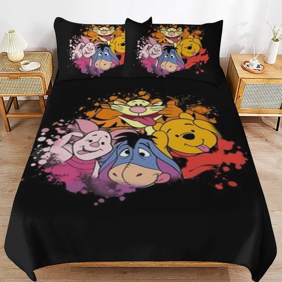 Winnie The Pooh 3-Piece All Season Bedding Set, Comforter Set with Pillow Shams for Bedroom & Dorm Decor, Ideal Gifts for Women Men Teens Friends Family