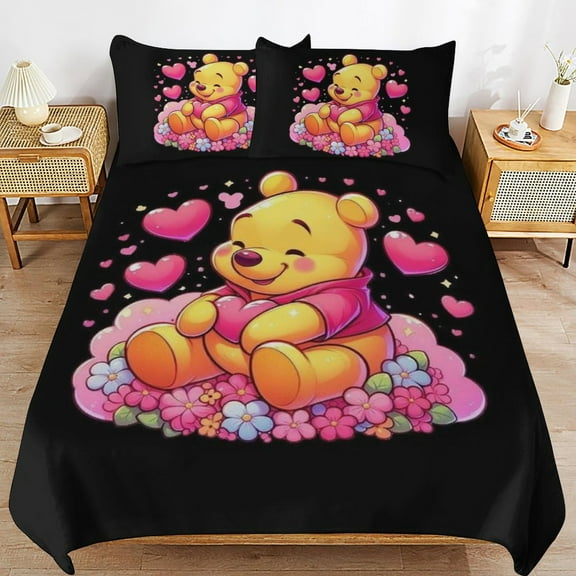 Winnie The Pooh 3-Piece All Season Bedding Set, Comforter Set with Pillow Shams for Bedroom & Dorm Decor, Ideal Gifts for Women Men Teens Friends Family