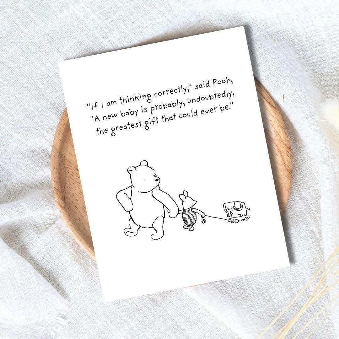 Winnie the Pooh Baby Greeting Card "The Greatest Gift" Quote Perfect for Newborns, Baby Showers & Congratulations Blank Inside with Optional Envelope