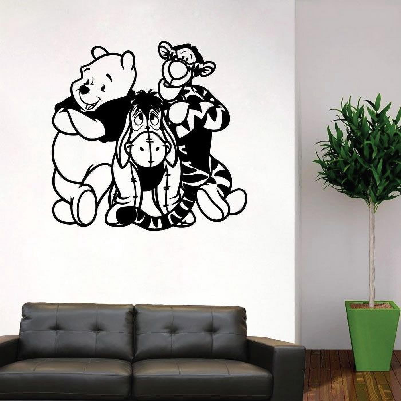 Winnie The Pooh And Best Friends Friends Tigger And Eeyore Silhouette Vinyl Sticker Wall Art Decoration Decal For Kids Baby Girl Baby Boy Room Home Room Wall Sticker Decorations Size (20x20 inch)