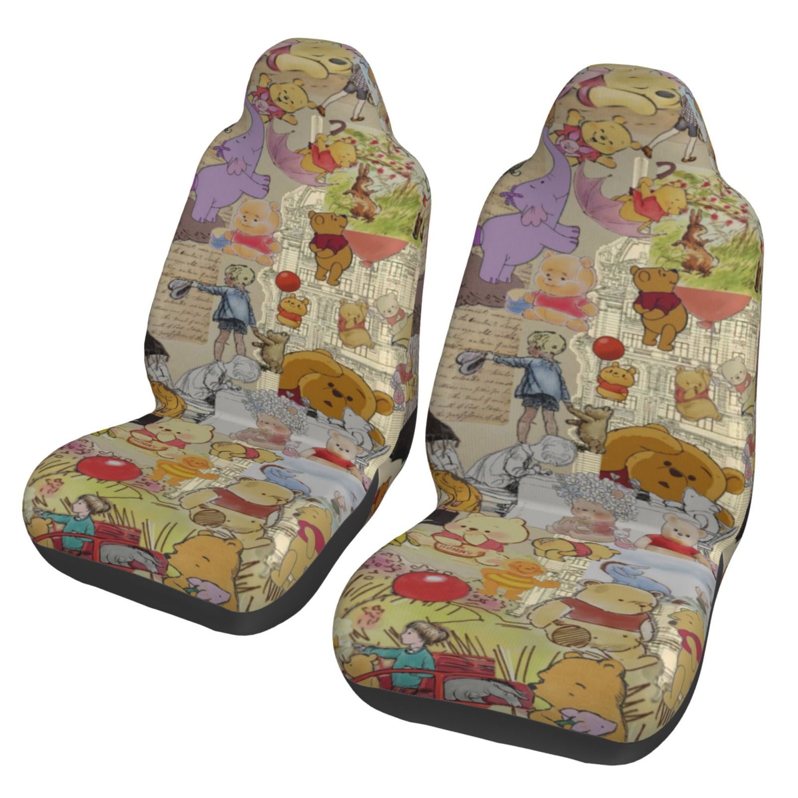 Winnie The Pooh Car Seat Cover Colorful Print Front Seat Covers Packs,  Vehicle Seat Protector Covers Accessories Fit Most Auto Cars Sedan Truck  SUV